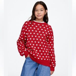 Red Heart Pattern Kids Sweater